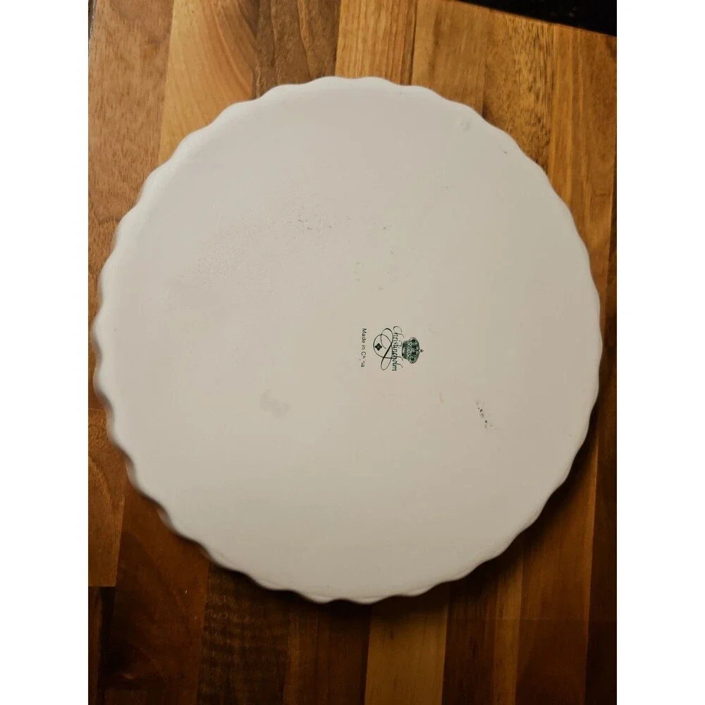 Vintage Christineholm Porcelain Rose Pie/Quiche Baking Dish w/ Scalloped edges
